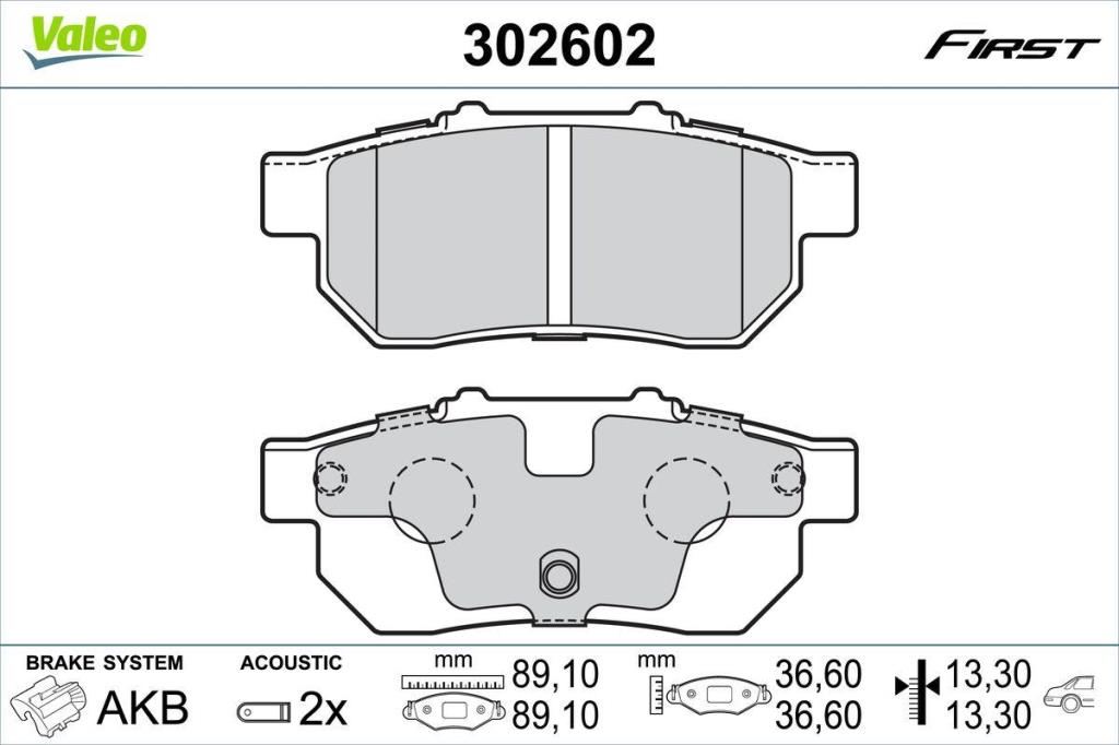 Jeu de 4 plaquettes de frein VALEO ref. 302602